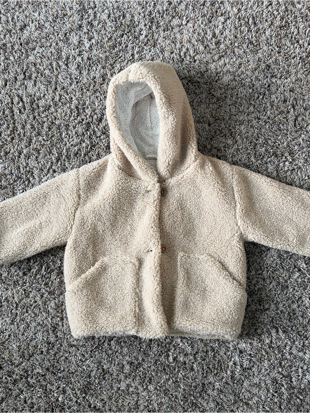 ZARA Toddler Plush Cream Sherpa Hooded Jacket 9-12 months